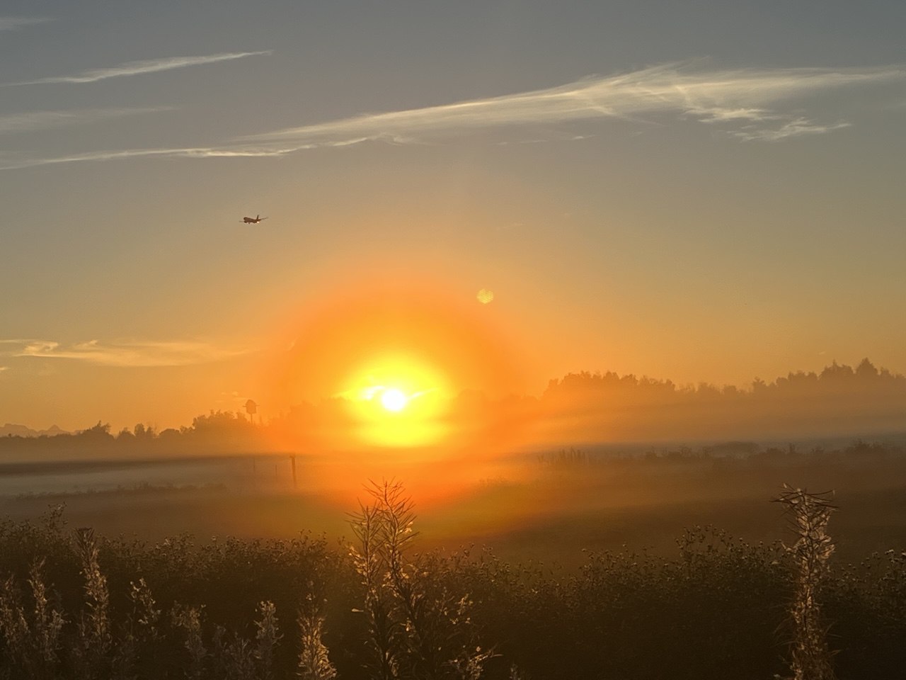 Sunrise over a misty landscape — symbol of light, possibility, and a quiet beginning